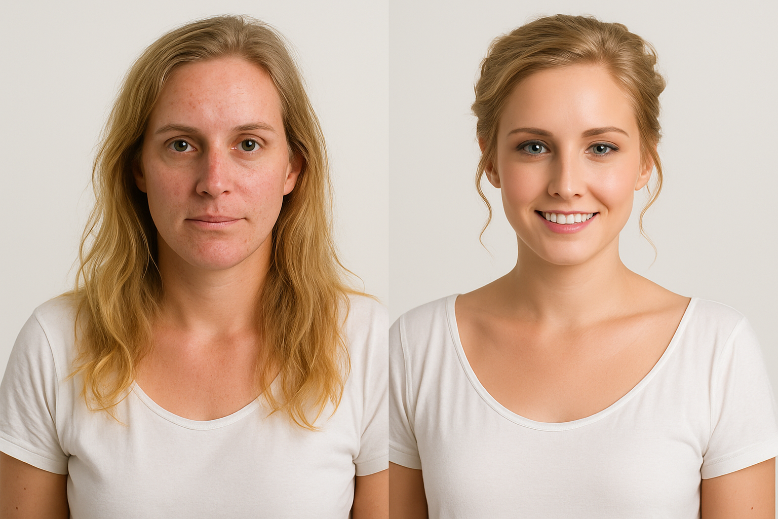 Before and after results of a morning vs night skincare routine for healthier glowing skin